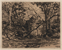 KG 1988 014
<br/>
Ruïne met ontwortelde boom (Lage Vuursche?)
<br/>
<em>Zwart, Willem de (1862-1931)</em>